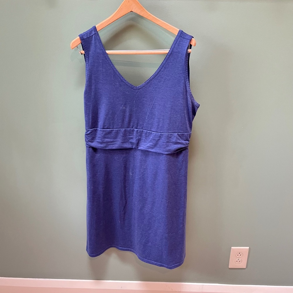 Title Nine Blue Breezy V-Neck Ruched Waist Side pocket Casual Dress Size L